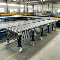 Convoyeur à rouleaux flexible motorisé en acier inoxydable 304, extensible, télescopique, réglable en hauteur, pour le chargement et le déchargement rapide des camions