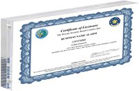 Cadre de présentation en acrylique transparent pour licence commerciale et monnaie bancaire, impression sérigraphique de logo personnalisé, épaisseur personnalisée, utilisation sur table