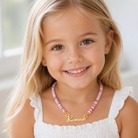 Collier personnalisé avec nom, en argile polymère colorée, en acier inoxydable, collier personnalisé avec lettres anglaises, bijoux mignons pour femmes et enfants