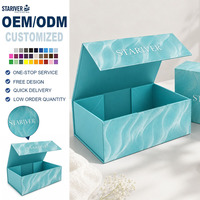 Boîte cadeau magnétique pliable avec impression à lignes ondulées, boîte rigide pliable de couleur turquoise pour l'emballage de produits de soin de la peau et de beauté