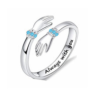 Bague de couple redimensionnable bague de câlin en cuivre couleur argent cadeau d'amitié bague réglable pour filles en stock