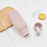 Gourde de sport portable créative en silicone de qualité alimentaire non toxique Eversoul pour enfants avec paille, idéale pour l'extérieur