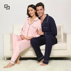 Set di Abbigliamento Lounge Personalizzato per Uomo e <span class=keywords><strong>Donna</strong></span> in Modal di Bambù e Viscosa, Completo Loungewear a Coste, Pigiami, Abbigliamento Femminile Elegante - Product Image 2