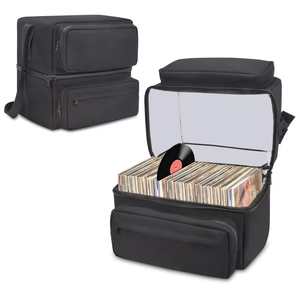 Sac de transport pour disque vinyle en PVC durable avec séparateurs pour le stockage d'album et le matériel de boîtier de CD de voyage - Product Image 5