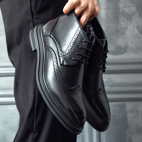 Sepatu Peninggi Badan Pria Model Tersembunyi - Kulit Sapi Hitam Lapisan Mesh Ujung Bulat Model Tali Sepatu Boots Setinggi Mata Kaki