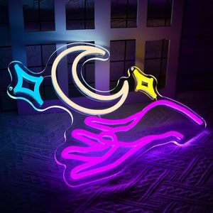 Moon <b>Star</b> Letreros Neon <b>LED</b> indoor hanging ambient <b>light</b> shop sign wall decoration <b>light</b> entrance indicator <b>light</b> luminous sign - Product Image 1