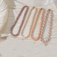 Collier et bracelet tressés à la main à haute brillance, semi-finis, avec perles d'eau douce naturelles, pour la création de bijoux DIY
