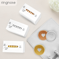 Disques métalliques RINGNOTE 32 mm (1,25 pouce) pour 100 feuilles, en tissu/PP, couleur or/argent/or rose, en forme de cœur, peints à l'huile, avec anneaux en plastique extensibles