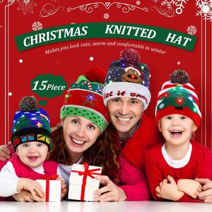 <b>LED</b> Christmas Knitted Hat <b>Light</b> up <b>Xmas</b> Beanie Cap Unisex Winter Beanie Sweater Hat with Colorful <b>LEDs</b> for New Year - Product Image 6