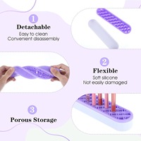 Organisateur de bureau en silicone, support à stylos multi-trous pour le bureau, support de rangement pour pinceaux de maquillage à grille géométrique, sans BPA
