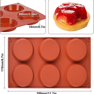 Moules à muffins en silicone Moules à oeufs pour la cuisson Moule rond en silicone pour muffins Œufs Tartes Pain de maïs 6 cavités Moule à tarte Whoopie - Product Image 5