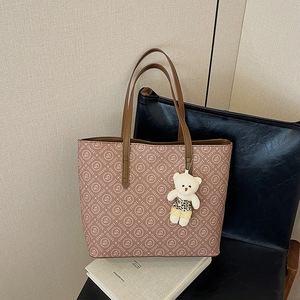 <span class=keywords><strong>Bolso</strong></span> Tote Grande para <span class=keywords><strong>Mujer</strong></span>, Ligero, de Cuero PU, <span class=keywords><strong>Bolso</strong></span> de Hombro con Adorno de Oso, <span class=keywords><strong>Bolso</strong></span> de Moda para el Trabajo - Product Image 6