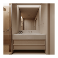Lavabo moderne en marbre Mdf Pvc en bois durable, étanche à l'eau, lavabo double vasque, salle de bain