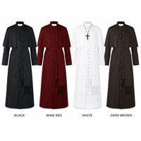 Unisex Erwachsenen-Kleriker-Robe-Set Halloween-Kostüm-Kit Römischer Kragen Umhang Schärpe Verdeckte Knopfleiste Lange Robe für Bühnenauftritte