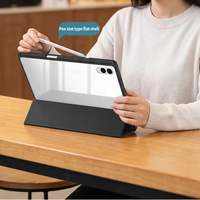 Étui arrière transparent en acrylique pour Samsung Galaxy Tab S12+ S12 Ultra, résistant aux chocs, robuste, avec support pliable pour tablette