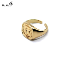 Design Unique 18K Gold Plated Filled Band Chunky Croissant Ring 925 Sterling Silver Men Ring Gold Filled Jewelry