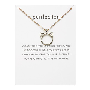 Collana da Donna con Ciondolo Creativo Placcato Oro a Forma di Gatto, Sole e Uccello, con Biglietto Portafortuna, Gioielli per Ragazze - Product Image 5