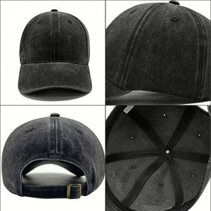 Distressed Cotton Baseball Cap - Custom Logo Embroidered Washed <b>Hat</b> - Product Image 3