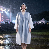 Poncho de Lluvia Compostable Blanco para Adultos, Biodegradable, Ecológico, con Capucha, Impermeable, Desechable, para Festivales y Eventos al Aire Libre
