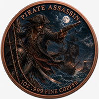 Pièce de défi Pirate Assassin en cuivre fin 999, 1 once, avec relief 3D et finition antique, médaille commémorative de collection, cadeau
