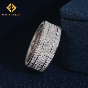 ZUANFA JEWELRY แหวนวงกว้างประดับเพชรโมอิสซาไนต์ 4 แถว รุ่นใหม่ล่าสุด ดีไซน์หรูหราสไตล์ฮิปฮอป พร้อมใบรับรอง GRA - Product Image 3