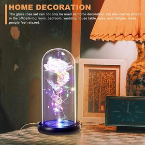 Rose artificielle en feuille d'or 24 carats sous cloche en verre avec lampe LED, cadeau pour la Saint-Valentin et la fête des mères 2025 - Product Image 5