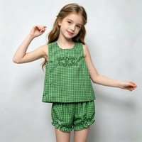 Ensemble de vêtements pour bébé fille personnalisé avec monogramme brodé, 2 pièces, sans manches, avec bloomers, en coton, pour nourrissons et tout-petits