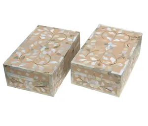 Scatola personalizzata elegante in madreperla all'ingrosso Capiz Shell per scatola decorativa ricordo di gioielli per la casa