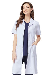 Jas dokter uniseks oem kustom mantel dokter premium setelan scrub mantel putih untuk dokter dan perawat mantel lab - Product Image 4