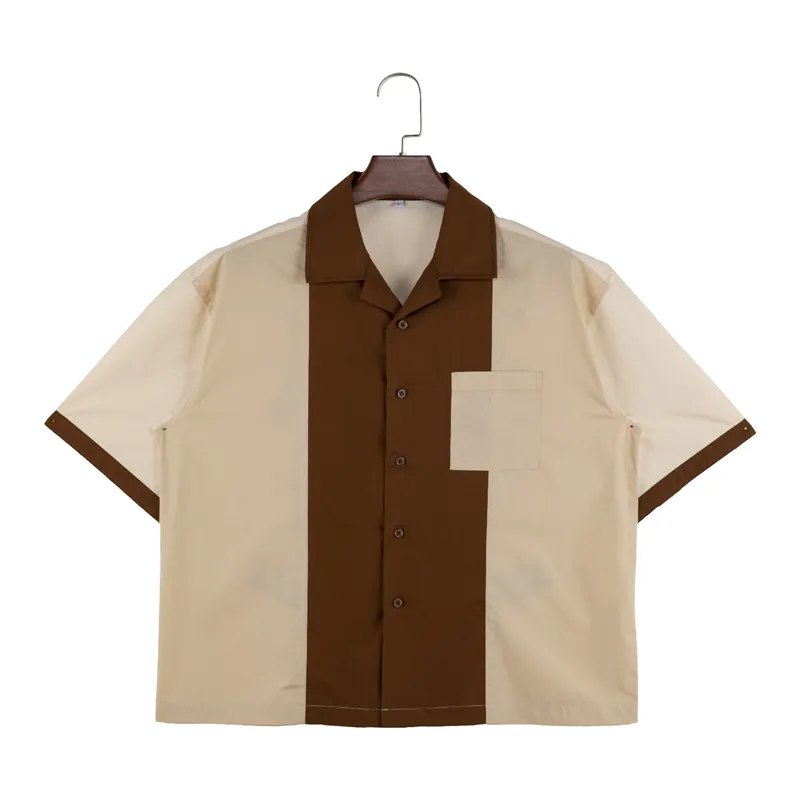 Camicia da uomo con colletto cubano a contrasto di colore da Bowling con ricamo personalizzato
