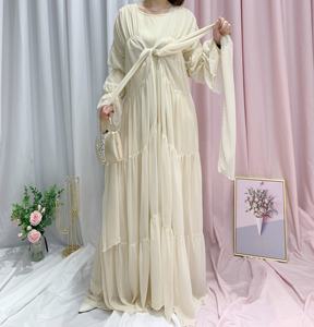 Robe maxi en mousseline de soie à manches longues, design élégant et doux, vêtements islamiques pour filles, abaya ouverte pour femmes musulmanes 2022 - Product Image 3