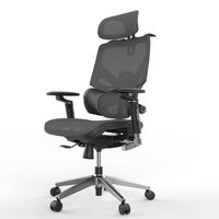 Chaise de bureau pivotante avec base en aluminium, accoudoirs 6D, chaise ergonomique noire avec repose-pieds pour le bureau à domicile