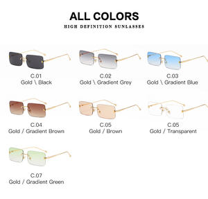 Lunettes de soleil rectangulaires pour femmes <span class=keywords><strong>2022</strong></span>, lunettes de soleil carrées de créateur sans monture avec logo personnalisé, lunettes de soleil pour femmes - Product Image 6