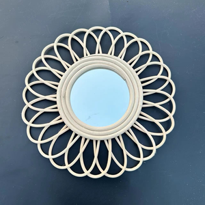 Artesanía hecha a mano hogar <span class=keywords><strong>sol</strong></span> flor forma vanidad gran belleza redondo decorativo tejido madera mimbre sauce marco ratán pared <span class=keywords><strong>espejo</strong></span> - Product Image 5
