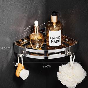 Étagère d'angle de salle de bain moderne en acier inoxydable 304, rectangulaire, double couche, murale, étanche, avec grille de toilette - Product Image 5