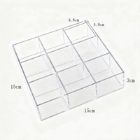 Boîte de rangement en acrylique transparent sur mesure à 9 compartiments, présentoir de bureau multi-compartiments, support carré pour tampons, perles, bijoux