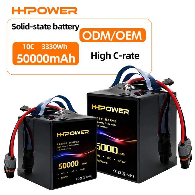 HHPOWER Semi Solid State Supplier 6S 7S 12S 14S 18S 11ah/13ah/16ah/22ah/25ah/27ah/30ah/32ah/44ah/50ah/66ah Battery for Drone