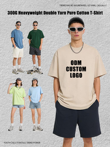 T-shirt Streetwear Oversize en Coton Pur Double Fil 300g, Couleur Unie, Épaules Tombantes, Col Rond, Manches Courtes, Respirant et Anti-Transpiration - Product Image 2