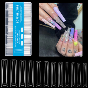 <span class=keywords><strong>Faux</strong></span> ongles transfrontaliers super longs en forme de tuyau d'eau, 504 pièces en boîte, transparents, à coller entièrement, French XXXL Denim - Product Image 3