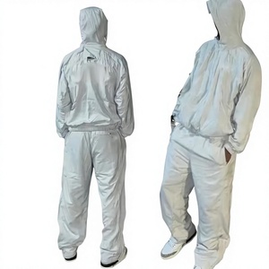 Ensemble de survêtement coupe-vent à capuche 2 pièces, léger, imperméable, streetwear, veste et pantalon d'été pour homme, 100% nylon - Product Image 1