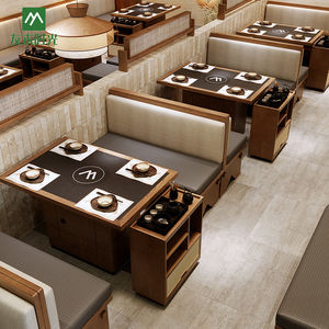 Juegos de Muebles de Madera Modernos Personalizados <span class=keywords><strong>para</strong></span> Restaurantes - Mesa de Barbacoa y Hot Pot Comercial Duradera, Ecológica y de Espuma de Alta Densidad - Product Image 1