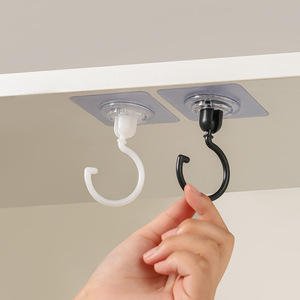 Adhesive Hooks Single Hook 1-3kg Load Capacity For Cabinet Ceiling Mounting No Drilling Required Household Use - Product Image 1