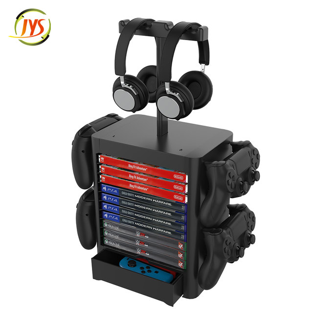 Video Game Storage Stand CD Disc Storage Box TWO Headphone Four Game Controllers JoyConny for Ns
