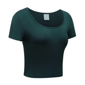 Camiseta Corta de Mujer, Manga Corta, Cuello Redondo, Color Sólido, Ajustada, de Secado Rápido, Tejido de Punto, Spandex, Poliéster, Informal, Primavera Verano - Product Image 5
