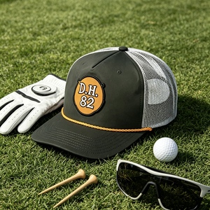 หมวกแก๊ปทรงทรัคเกอร์แบบกำหนดเอง 5 แผง ปีกแบน แต่งเชือก สีเขียวและสีเทา ด้านหลังเป็นตาข่าย ปรับขนาดได้ เหมาะสำหรับตั้งแคมป์และตีกอล์ฟ - Product Image 5