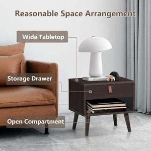 DB Luxury Mid-Century Table de chevet moderne en bois massif de style européen avec tiroir de rangement Design de panneau pliable pour une utilisation en appartement - Product Image 6