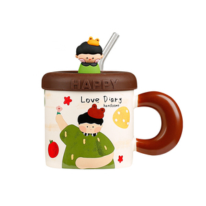 Juego de Tazas de Cerámica Creativas y Lindas <span class=keywords><strong>para</strong></span> Parejas con Tapas - Regalo Personalizado <span class=keywords><strong>para</strong></span> el Hogar, Ideal <span class=keywords><strong>para</strong></span> el Desayuno y el Café - Product Image 5