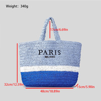 Sac fourre-tout en paille tressé et crocheté pour femme, grande capacité, personnalisé, idéal pour la plage ou le shopping