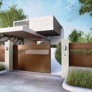 Porte coulissante de sécurité en acier robuste, design à double porte, couleurs personnalisées modernes pour l'<span class=keywords><strong>entrée</strong></span> de la <span class=keywords><strong>villa</strong></span> - Product Image 1