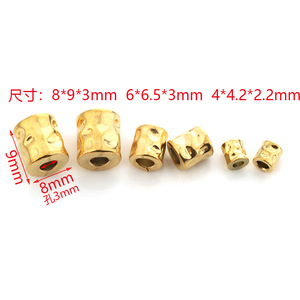 Stainless Steel Cylindrical <b>Beads</b> With Embossed Texture <b>Large</b> Hole Spacer <b>Beads</b> For DIY Jewelry Making Bracelet Supplies - Product Image 3